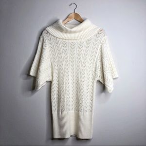 THEORY Open Knit Cowl Neck Cream Sweater